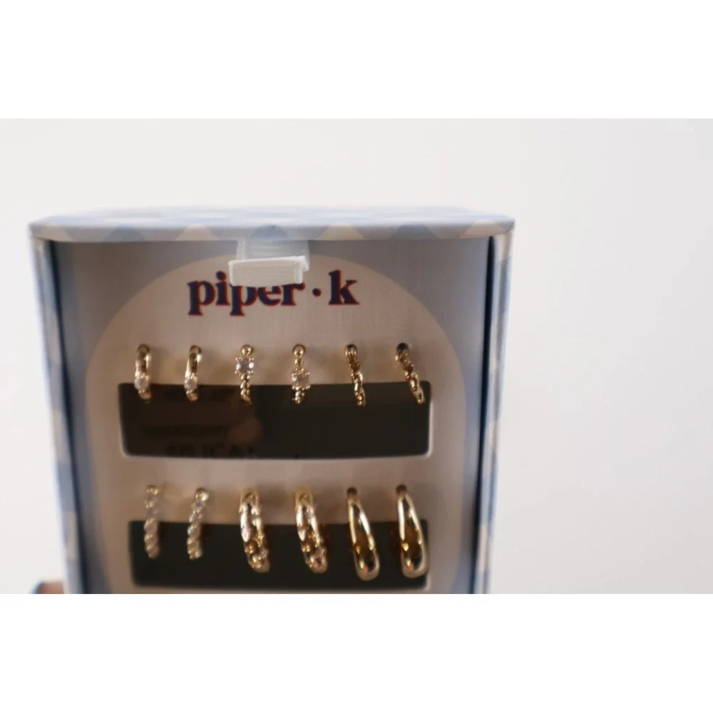 Piper K Earrings Set 6 Pairs Gold Cubic Zirconia Brass NWT